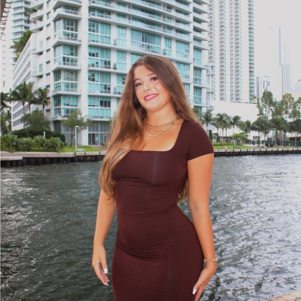 Long Brown Bodycon Dress